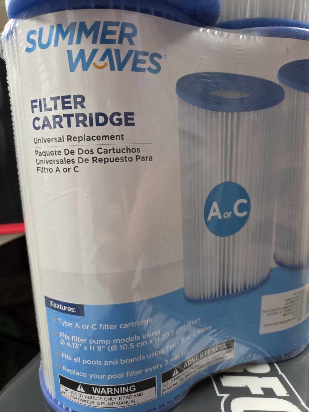 Summer Waves Filter Cartridge - A or C Universal Replacement 5 Pack